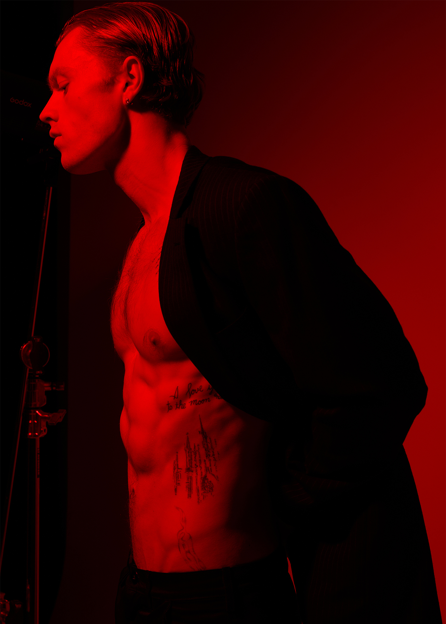 Portrait — red light, profile